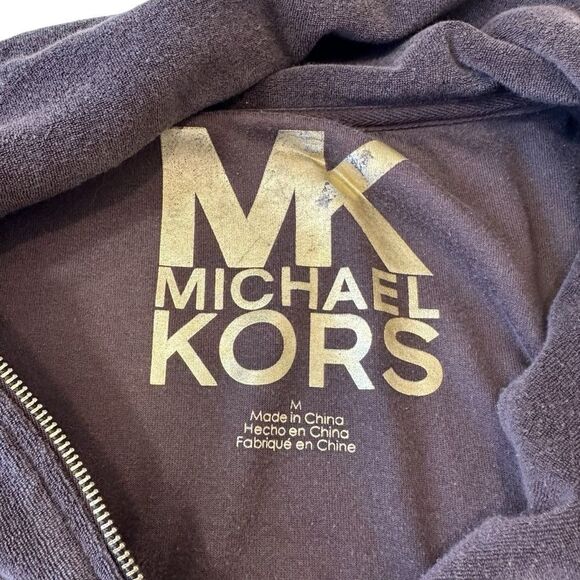 Vintage Y2K Michael Kors Chocolate Brown Terry Full Zip Up Sweater, M - Picture 10 of 12